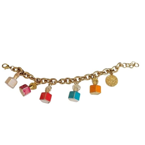 Vince Camuto Colorful Perfume Bottle Bottles Multi Charm Gold Tone Link Bracelet - Picture 5 of 6